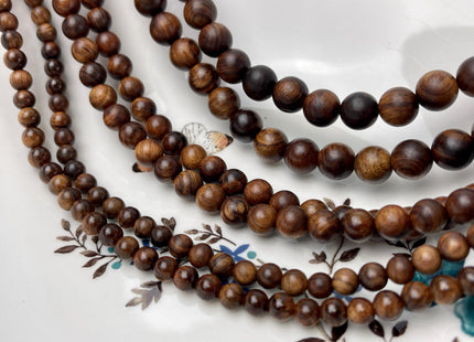 6mm 8mm 10mm 12mm Smooth Round Dark Brown Tiger Skin Natural Sandalwood Beads Aromatic Wood Meditation Beads #4555