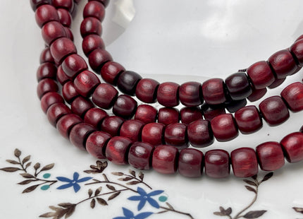 8mm Smooth Barrel Rondelle Shape Dark Red and Brown Natural African Sandalwood Beads Aromatic Wood Meditation Beads #4558