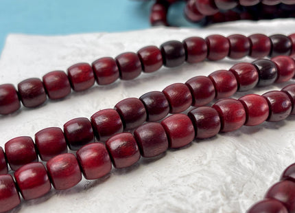 8mm Smooth Barrel Rondelle Shape Dark Red and Brown Natural African Sandalwood Beads Aromatic Wood Meditation Beads #4558