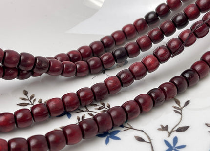 8mm Smooth Barrel Rondelle Shape Dark Red and Brown Natural African Sandalwood Beads Aromatic Wood Meditation Beads #4558
