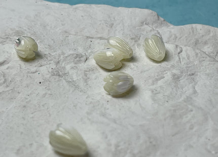 5 Pieces 7x8mm 8x11mm Tulip Flower Bud Shape Natural Mother of Pearl Gemstones Beads Genuine MOP Gemstones Drilled Loose Beads #4561