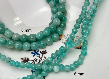 6mm 8mm 10mm Large Hole Aqua Blue Amazonite Gemstone Beads Hole Size 2.0 mm 14.5 Inches #4573