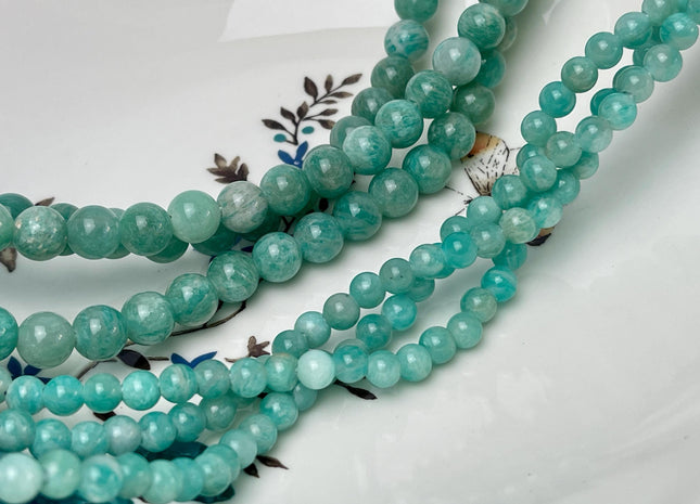 6mm 8mm 10mm Large Hole Aqua Blue Amazonite Gemstone Beads Hole Size 2.0 mm 14.5 Inches #4573