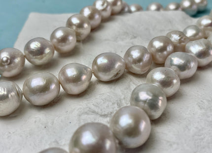 13-15mm AA Jumbo Size Natural White Champagne Baroque Edison Freshwater Pearl Beads Genuine Rare High Luster Baroque Edison Pearls #P2161