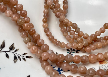 6mm 8mm 10mm Large Hole Smooth Round Sunstone Gemstone Beads Hole Size 2.0 mm 14.5 Inches #4576