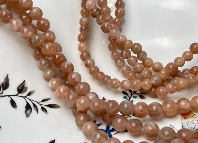 6mm 8mm 10mm Large Hole Smooth Round Sunstone Gemstone Beads Hole Size 2.0 mm 14.5 Inches #4576