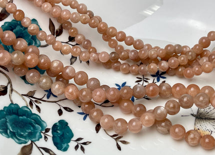 6mm 8mm 10mm Large Hole Smooth Round Sunstone Gemstone Beads Hole Size 2.0 mm 14.5 Inches #4576