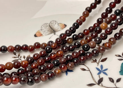 6mm 8mm 10mm Large Hole Smooth Round Orange Hessonite Garnet Gemstone Beads Hole Size 2.0 mm 14.5 Inches #4574