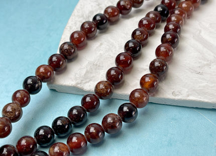 6mm 8mm 10mm Large Hole Smooth Round Orange Hessonite Garnet Gemstone Beads Hole Size 2.0 mm 14.5 Inches #4574