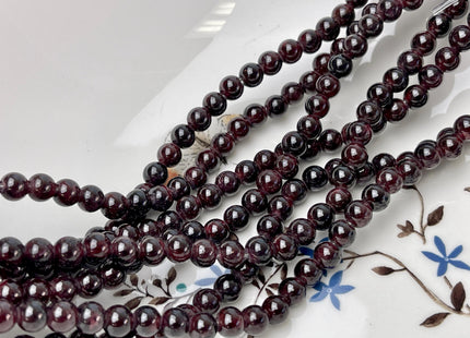 6mm 8mm 10mm Large Hole Smooth Round Red Garnet Gemstone Beads Hole Size 2.0 mm 14.5 Inches #4577