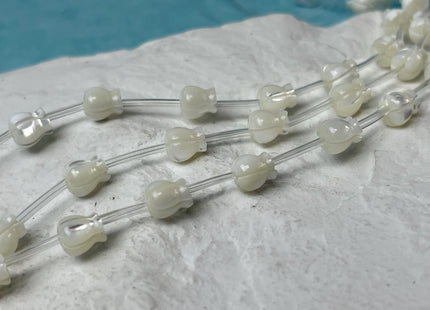 5 Pieces 6x7mm 8x9mm 8x10mm Rose Flower Bud Shape Natural Mother of Pearl Gemstones Beads Genuine MOP Gemstones Drilled Loose Beads #4562