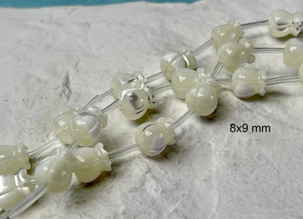 5 Pieces 6x7mm 8x9mm 8x10mm Rose Flower Bud Shape Natural Mother of Pearl Gemstones Beads Genuine MOP Gemstones Drilled Loose Beads #4562