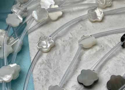 5 Pieces 10mm Paw Print Shape Natural Mother of Pearl Gemstones Beads Genuine MOP Gemstones Drilled Loose Beads #4567