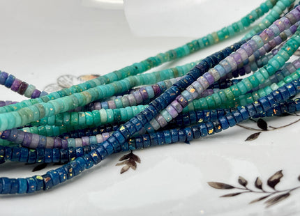 4mm Smooth Rondelle Heishi Pyrite Gemstone Beads Blue Green Pink Purple Color Genuine Pyrite Heishi Shape Spacer Beads 16 Inch Strand #4560