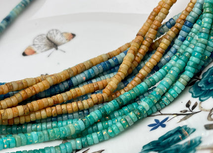 4mm Smooth Rondelle Heishi Pyrite Gemstone Beads Blue Green Pink Purple Color Genuine Pyrite Heishi Shape Spacer Beads 16 Inch Strand #4560