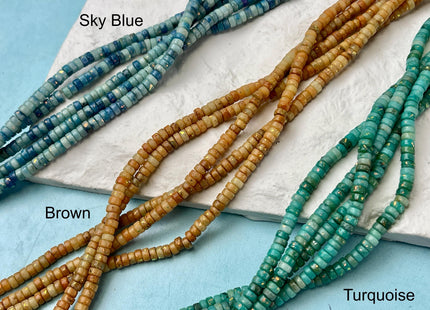 4mm Smooth Rondelle Heishi Pyrite Gemstone Beads Blue Green Pink Purple Color Genuine Pyrite Heishi Shape Spacer Beads 16 Inch Strand #4560