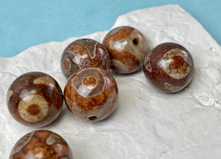 Two Pieces 20 mm AAA DZI Tibetan Agate Smooth Round Shape ChocoLate Brown Mala Antique Boho Jumbo Beads #4601