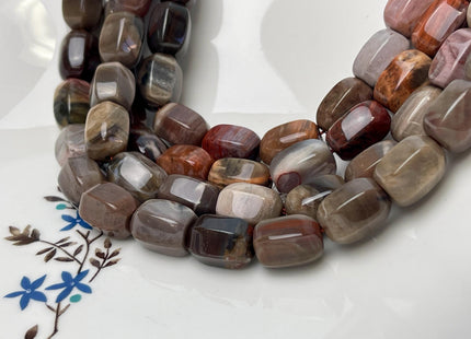 10x14 mm AAA Hexagonal Prism Barrel Natural Petrified Wood Beads Taupe Beige Brown Color High Quality Gemstone 28 Beads #4606