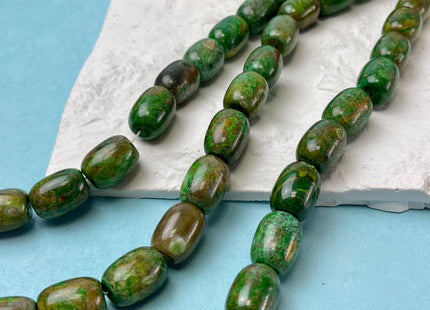 13x18 mm AAA Smooth Barrel Shape Agate Gemstone Beads Green Brown Color Agate 18 Beads #4580
