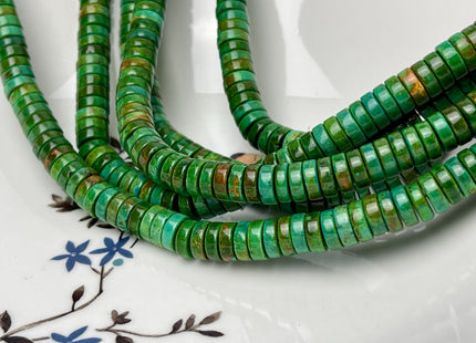 3x8 mm Turquoise Heishi Rondelle Shape Green Turquoise Gemstones Loose Beads 15.5 Inches Strand #4579
