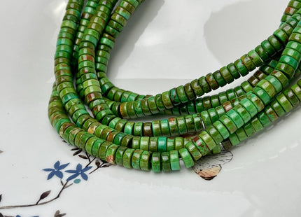 3x6-7 mm Turquoise Heishi Rondelle Shape Green Turquoise Gemstones Loose Beads 15.5 Inches Strand #4578