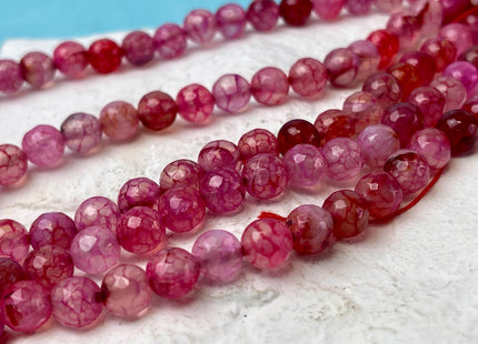 8 mm Faceted Round Agate Gemstone Beads Heat Treated Multi Translucent Pink Color Natural Gemstone Agate 15.5 Inches Strand #4585