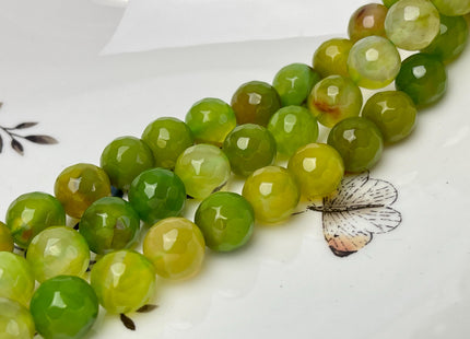 12 mm Faceted Round Agate Gemstone Beads Heat Treated Multi Lime Green Color Natural Gemstone Agate 15.5 Inches Strand #4590
