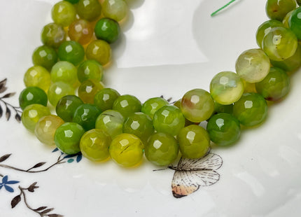 12 mm Faceted Round Agate Gemstone Beads Heat Treated Multi Lime Green Color Natural Gemstone Agate 15.5 Inches Strand #4590