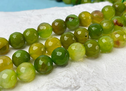12 mm Faceted Round Agate Gemstone Beads Heat Treated Multi Lime Green Color Natural Gemstone Agate 15.5 Inches Strand #4590