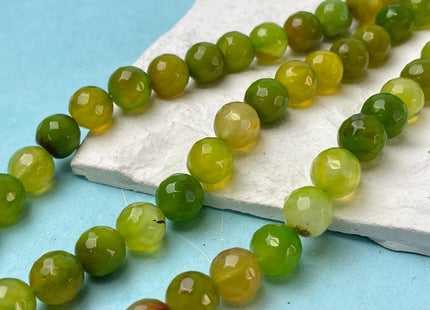 12 mm Faceted Round Agate Gemstone Beads Heat Treated Multi Lime Green Color Natural Gemstone Agate 15.5 Inches Strand #4590