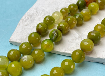 14 mm Faceted Round Agate Gemstone Beads Heat Treated Multi Lime Green Brown Color Natural Gemstone Agate 15.5 Inches Strand #4591