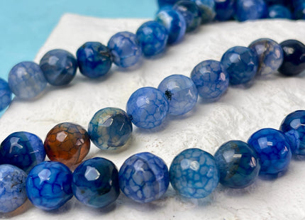 12 mm Faceted Round Agate Gemstone Beads Heat Treated Translucent Mixed Lapis Blue Color Natural Gemstone Agate 15.5 Inches Strand #4596