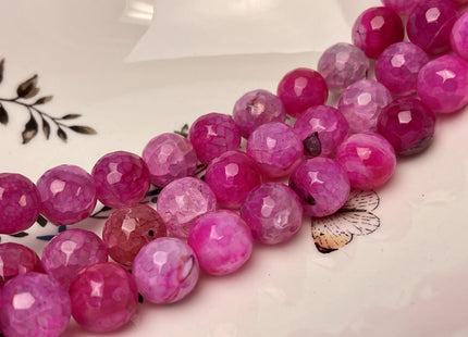 14 mm Faceted Round Agate Gemstone Beads Heat Treated Multi Hot Pink Color Natural Gemstone Agate 15.5 Inches Strand #4599