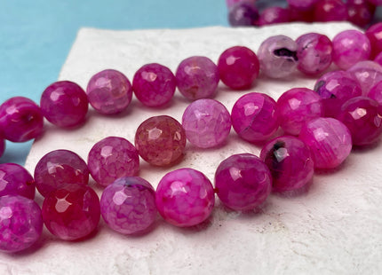 14 mm Faceted Round Agate Gemstone Beads Heat Treated Multi Hot Pink Color Natural Gemstone Agate 15.5 Inches Strand #4599
