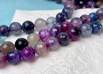 12 mm Faceted Round Agate Gemstone Beads Heat Treated Purple Blue Aqua Pink Color Natural Gemstone Agate 15.5 Inches Strand #4631