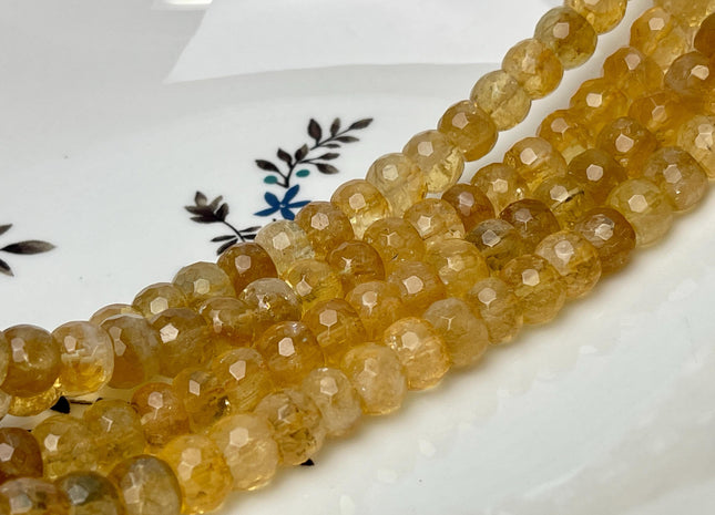 7x10 mm Faceted Rondelle Citrine Gemstone Beads Genuine 15.5 Inches #4608