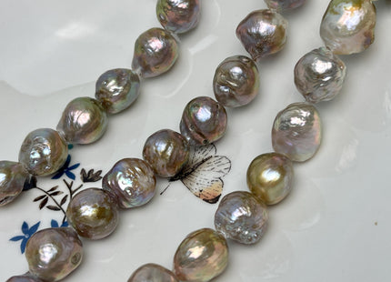15-16 mm AAA Large Hole Natural Mauve Pink Baroque Pearl Hole Size 2.2mm Genuine High Luster Baroque Pearls 13 Beads #P2870