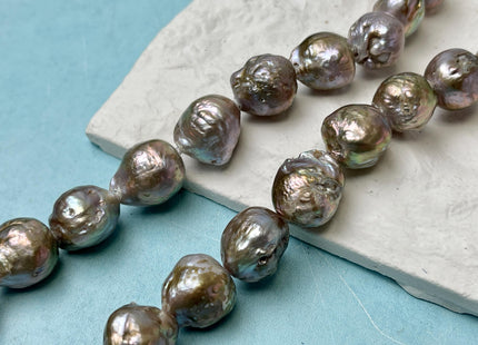 15-16 mm AAA Large Hole Natural Mauve Pink Baroque Pearl Hole Size 2.2mm Genuine High Luster Baroque Pearls 13 Beads #P2870