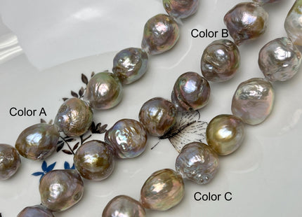15-16 mm AAA Large Hole Natural Mauve Pink Baroque Pearl Hole Size 2.2mm Genuine High Luster Baroque Pearls 13 Beads #P2870