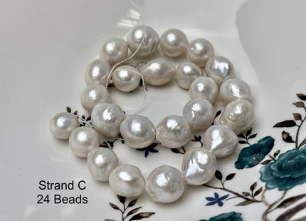 14-18mm AAA Very Rare Jumbo Natural White Freshwater Edison Pearls Top Quality Super High Luster White Baroque Pearls 22-24 Beads #P2871