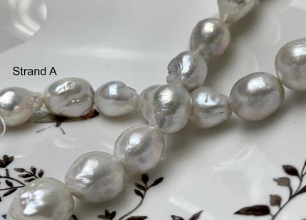 14-18mm AAA Very Rare Jumbo Natural White Freshwater Edison Pearls Top Quality Super High Luster White Baroque Pearls 22-24 Beads #P2871