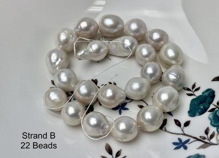 14-18mm AAA Very Rare Jumbo Natural White Freshwater Edison Pearls Top Quality Super High Luster White Baroque Pearls 22-24 Beads #P2871