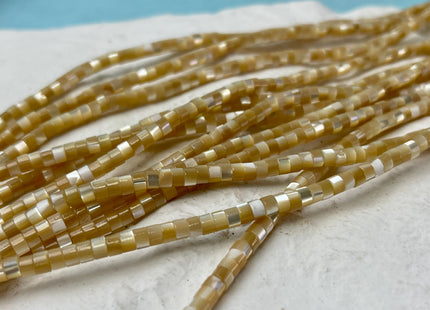 4mm 6mm 8mm Smooth Rondelle Heishi Natural Gold Brown Mother of Pearl Gemstone Beads 15 Inches Strand #4644