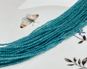 2 mm Faceted Round Tiny Neon Blue Apatite Beads 13 Inches Strand #4649