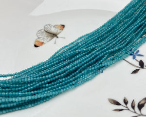 2 mm Faceted Round Tiny Neon Blue Apatite Beads 13 Inches Strand #4649