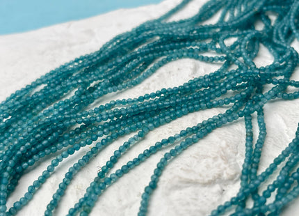 2 mm Faceted Round Tiny Neon Blue Apatite Beads 13 Inches Strand #4649