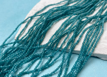 2 mm Faceted Round Tiny Neon Blue Apatite Beads 13 Inches Strand #2954