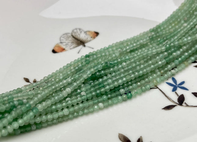 2x3 mm Natural Faceted Rondelle Shaded Green Aventurine Gemstone Beads 13 Inches Strand #4650