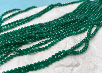 3 mm Faceted Round Tiny Green Onyx Gemstone Beads Genuine Natural Quartz Loose Beads 13 Inches Strand #4651
