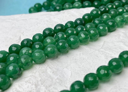 10 mm Faceted Round Fire Agate Gemstone Beads Heat Treated Emerald Green Color Agate 15.5 Inches Strand #4611
